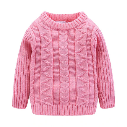 Mudkingdom Girls Boys Sweater Crewneck Cable Knit Pullover for Kids Winter Clothes Fall Long Sleeve Children Sweaters Solid