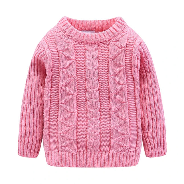 Mudkingdom Girls Boys Sweater Crewneck Cable Knit Pullover for Kids Winter Clothes Fall Long Sleeve Children Sweaters Solid