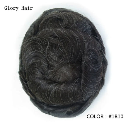 0.12-0.14mm Injected Thin Skin 130%Density Man Hair Prosthesis Human Hair Male Toupee Wig Adult Capillary Prosthesis Hair System