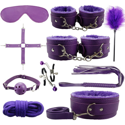 Adults Products Leather Sex Toy Kit Handcuffs Bondage Set Sex Games Bdsm Adult Toys Exotic Accessories Sex Toys for Couples