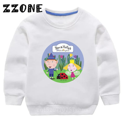 New Spring Autumn Baby Girls Sweatshirts Ben and Holly Kingdom Cartoon Cute Kids Hoodies Children Pullover Tops Boys Clothes