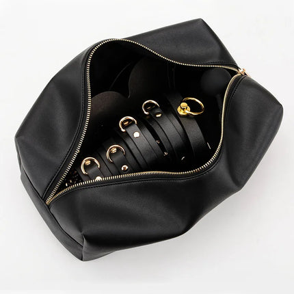 PU Leather BDSM Bondage Kits Handcuff Ankle Cuffs Neck Collar Mouth Gag Hogtie Restraint SM Set Adult Games Sex Toys for Couples