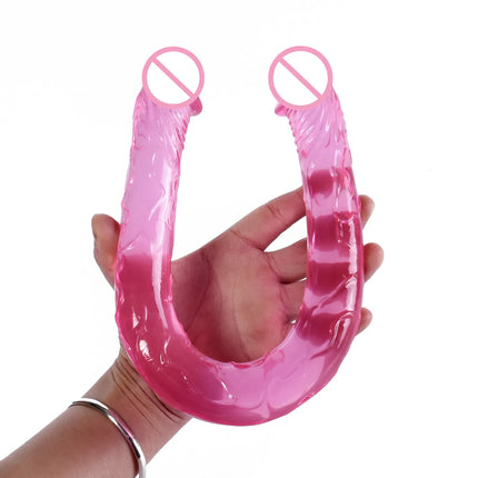 Double Head Dildo Long Jelly Realistic Dildo Double Ended Dildo Flexible Big Penis for Women Masturbator Sex Toys for Lesbian