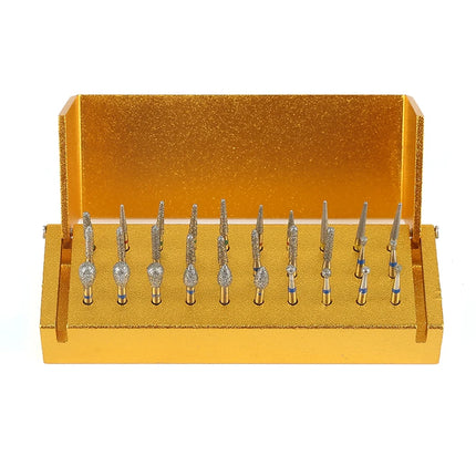 Dental Diamond Polishing Kit - 30pcs High-Speed Burs 1 Aluminum Disinfection Block for Teeth Grinding Shaping & Polishing