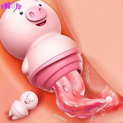 Tongue Licking Vibrator For Women 6 Modes Cute Sexy Pig Sex Toys Clit Stimulator G-Spot Nipple Female Masturbator Couples Toys