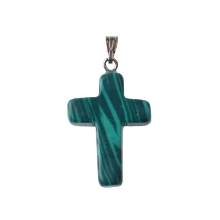 Natural Stone Cross Pendant Necklace Women Men 18inch Black Leather Cord Custom Crystal Choker Chakra Jewelry Findings