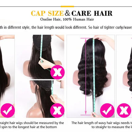 Ossilee 250 Density Pull Go Glueless Wigs with Elastic Drawstring Straight 13x6 HD Lace Front Human Hair Wigs Pre Cut Lace Wig