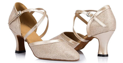 New Latin Shoes Tango Salsa Ballroom Party Women's High Heels Champagne Black Silver Wedding Women's Shoes Summer Sandals