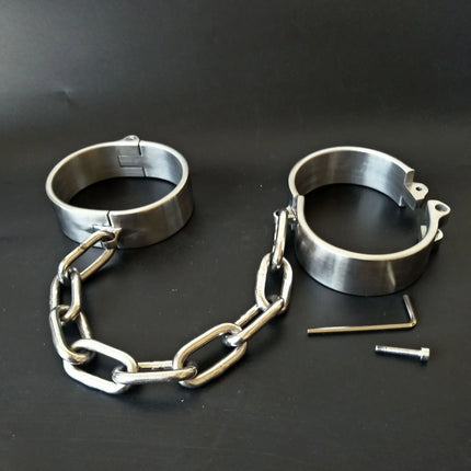 Stainless Steel Handcuff Slave Restraints Set Bondage Collar Ankle Cuffs BDSM Bondage Restraint Sex Toys for Women Man Couples