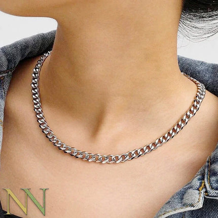 10 Pieces Stainless Steel Cuban Link Necklace for Men or Women Tarnish Free Gold Color Curb Necklace Choker Jewelry Gift