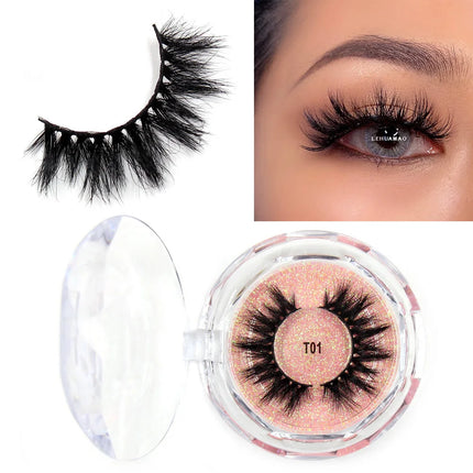 LEHUAMAO Makeup Eyelashes 3D Mink Lashes Thick HandMade Fluffy Lashes Cruelty Free Volume Wispy Soft Lash Reusable False Eyelash
