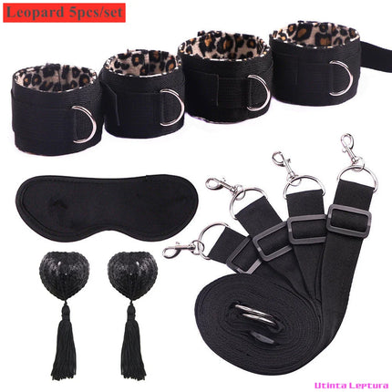 Sex Tools for BDSM Bondage Restraint Adult S&M Fetish Games Set Vibrator Handcuffs Ankle Bed Toys Kits for Couples