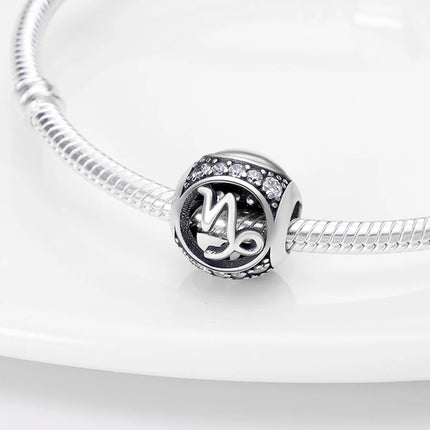 Hot Sale 925 Sterling Silver 12 Constellation Beads Charm Fit Original Pand 3mm Bracelet For Women Jewelry Birthday Fashion Gift