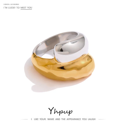 Yhpup Stainless Steel Twist Ring for Women Trendy Metal 18 K Geometric Finger Ring Bagues Pour Femme бижутерия Party Gift New