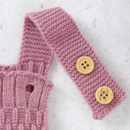 2Pcs Set Baby Knitted Romper Clothes Set Cotton e Crotch Button Cotton Jumpsuit+Hats Toddler Baby Boys Girls Outfits