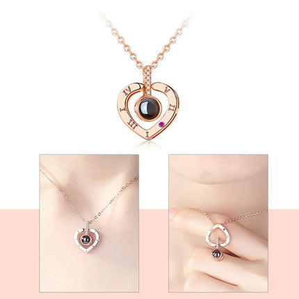 Letter Necklace 100 Languages I Love You Projection Pendant Necklace Women Jewelry Best Friends Collier Femme Bijoux Gifts