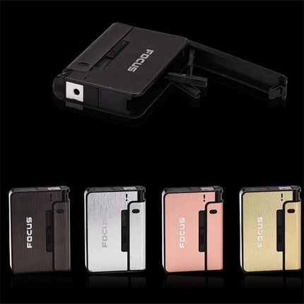 Automatic Cigarette Case Metal Cigarette Boxes 10pcs Cigarette Capacity Can Mount Lighter Men Gadget Tool Nice Gift Dropshipping