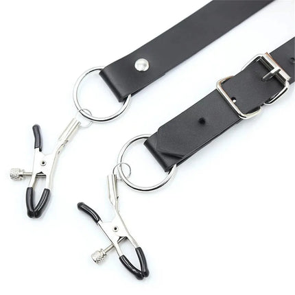 Sexy Flirt Labia Spreader Clip Breast Nipple Clamps Leather Bdsm Bondage Slave Fetish Erotic Tool Sex Toys For Women Adult Games