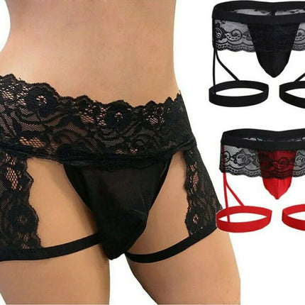 Men's Sexy Panties Sissy Underwear Lace Thongs Enhance Pouch Bikini Briefs Underpants Male Breathable                  Underwear