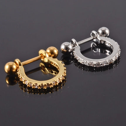 1pc Ear Tragus Cartilage Ring Stainless Steel Barbell With Cz Hoop Cartilage Cuff Piercing Helix Daith Rook Lobe Earrings