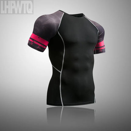 Men's Running Tights T-Shirt Compressed shirt Short sleeve t-shirt Top for fitness MMA rashguard Men Outdoor Sports track suit