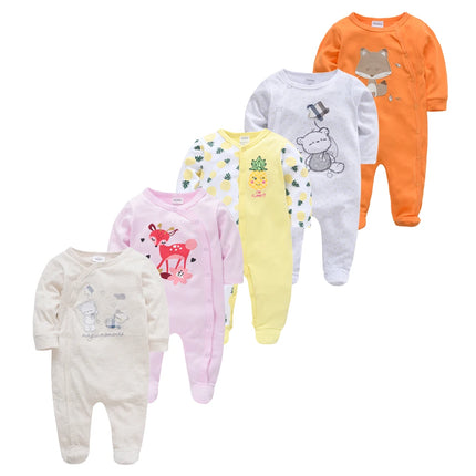 5pcs Honeyzone Winter Toddler Animal Footies New Born Baby Clothes Set Soft Breathable Pyjama Ubranka Dla Niemowlat Clothing Set
