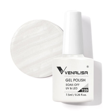 Venalisa Gel Nail Polish 7.5ml White Cap Glass Nail Gel Polish NoWipe Top Soak Off UV LED Nail Lacquer Glitter Color Gel