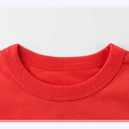 2024 Summer Girls Boys Solid T-Shirts Clothes 100% Pure Cotton Short Sleeve Yellow Red Green Kids UnderShirt Bottoming Clothing