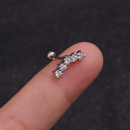 1PC Gold/Silver Color New Design Cz Curved Bar Cartilage Earring Conch Piercing Helix Stud Ear Piercing Jewelry