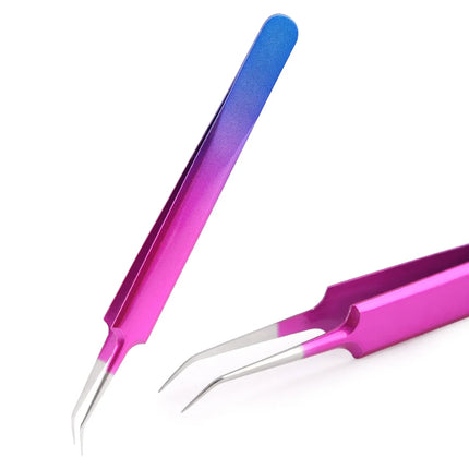 1PC Tweezers Stainless Steel Gold Blue for eyelash extension high-precision eyelash extension tweezers Thin tip