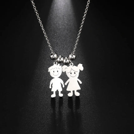 Personalized Boy Girl Necklace Custom Chain Name Mother Father Day Kid Family Gift For Women Men Stainless Steel Pendant Jewelry