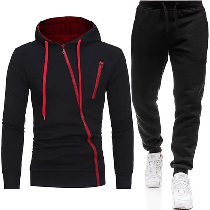 Men's Autumn Winter Tracksuit Zipper Hoodie and Pants 2 Piece Casual Sportswear Jogger Running Suit Fitness Sweatshirt Cardigian
