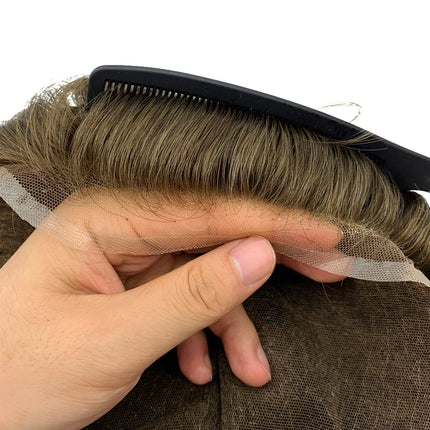 Full French Lace Bleach Knots Hairline Replacement System Toupee - Hair Replacement System for Natural Look Hair Extensions