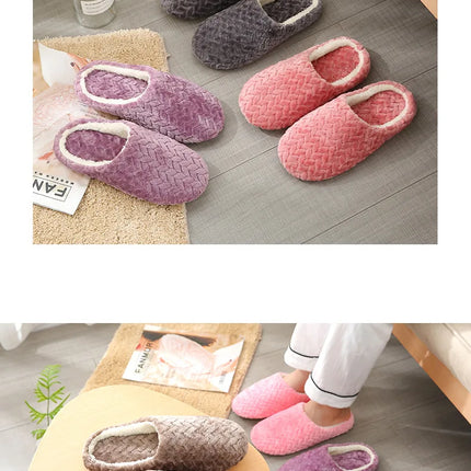 Women Indoor Slippers Warm Plush Home Slipper Autumn Winter Shoes Woman House Flat Floor Soft Silent Slides for Bedroom
