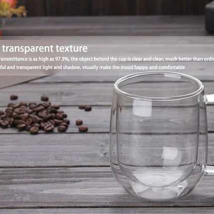 1-6PCS 80-450ML Heat Resistant Double Wall Tea Glass Cup Beer Coffee Handmade Creative Cold Beverage Transparent Drinkware Set