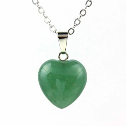 KFT Natural Rose Crystal Quartz Stone Heart Love Pendant Healing Amethyst Aquamarine Chakra Reiki Necklace Mother's Day Gifts