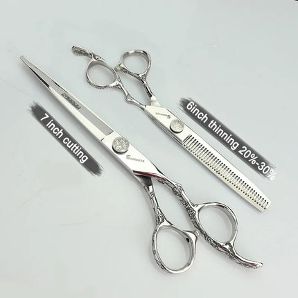 6/7 inch Japan440c Steel Professional Barber Scissors Hair Design Tool Barber Scissors Hairstylist Hairdressing Scissors Salon