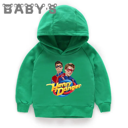 Henry Danger Funny TV Shows Kids Sweatshirts Children Casual Hooded Hoodies Baby Pullover Tops Girls Boys Autumn Clothes,KMT2308