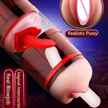 6 languages Voice Blowjob/Vagina Male Masturbator Cup Tongue Automatic Licking Penis Pocket Pussy Deep Throat Oral Sex Man Toys