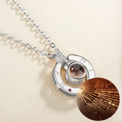 Letter Necklace 100 Languages I Love You Projection Pendant Necklace Women Jewelry Best Friends Collier Femme Bijoux Gifts