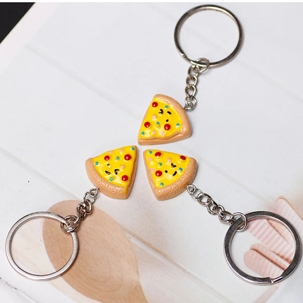Unisex 6-piece Keychain Cute Pizza Alloy Pendant Can Be Used For Backpack Car Key Accessories Key Chain Jewelry Gifts
