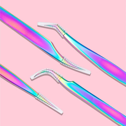 4PCS Lash Tweezers Set False Eyelash Extension Clip Pliers Eyebrow Tweezers For Hair Nail Art Soldering Lash Tongs Makeup Tools