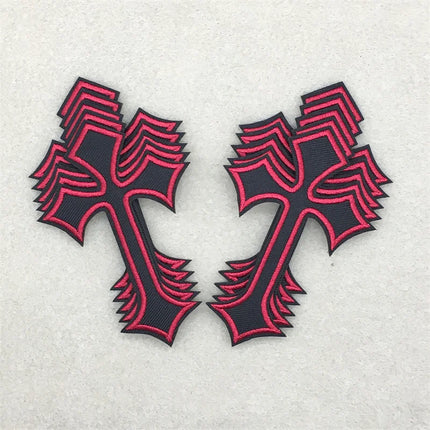 10pcs Lot Cross Patches on Clothes Diy Embroidered Appliques Iron on Patches for Clothing Jeans Stickers Badges (7.0x10.3CM)