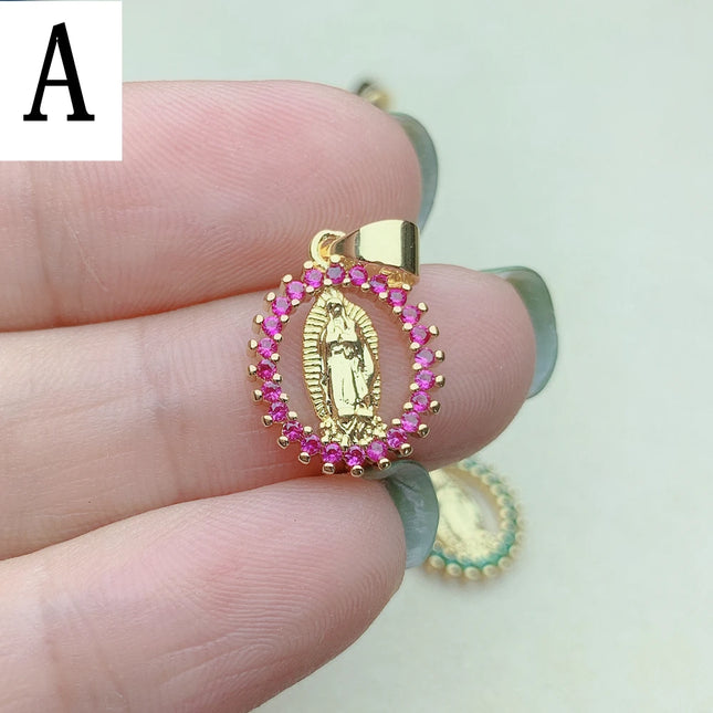 Religion Holy Virgin Mary Guadalupe Necklace Pendants High Quality Metal Gold Plated Charms For Jewelry Making Wholesale