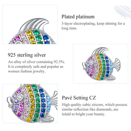 WOSTU 925 Sterling Silver Blue Conch Charm Ocean Bead Animal Turtle Starfish Pendant Fit Original Bracelet Necklace DIY Jewelry