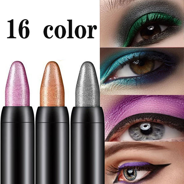Pearlescent silkworm eyeshadow pen, long-lasting, waterproof, and smudge-proof. Shiny pearlescent gel pen, 16-color eyeshadow pen.