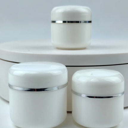 30Pcs/Pack 20g 30g 50g Cream Jar White Plastic Makeup Container Sample Cosmetics Box Empty Makeup Jar Pot Refillable Bottles