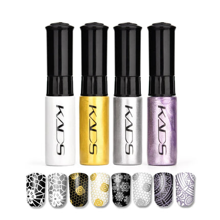 KADS 5/4 Pcs Stamping Varnish Set Nail Stamping Polish Kit Black Nail Art Polish Manicure Stamping Lacquer for Template Nails
