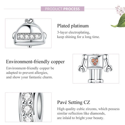 WOSTU Family Heart Charm High heels Mirror Makeup Pendant Bee Boy & Girl Charm Dreamcatcher Beads Jewelry Making Copper Zircon