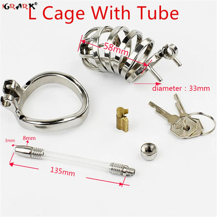 Male Chastity Device Stainless Steel Cock Cage Lockable Sex Toys for Men Penis Sleeve Cock Ring Gay Adult Games Erotic Products